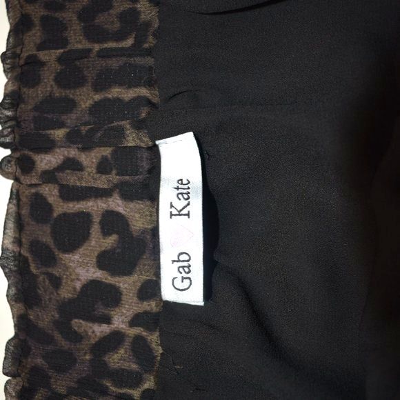 Gab & Kate Leopard Print Ruffle Mini Skirt L High Waist Flowy Boho Trendy - Picture 5 of 11